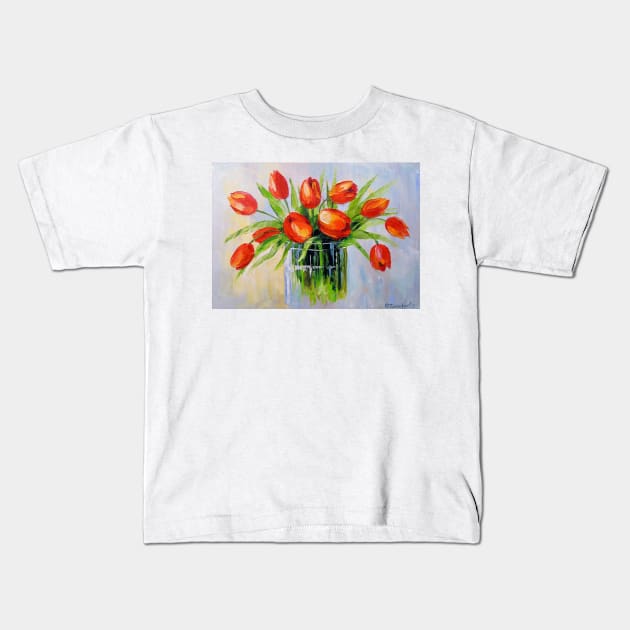 Bouquet of tulips Kids T-Shirt by OLHADARCHUKART